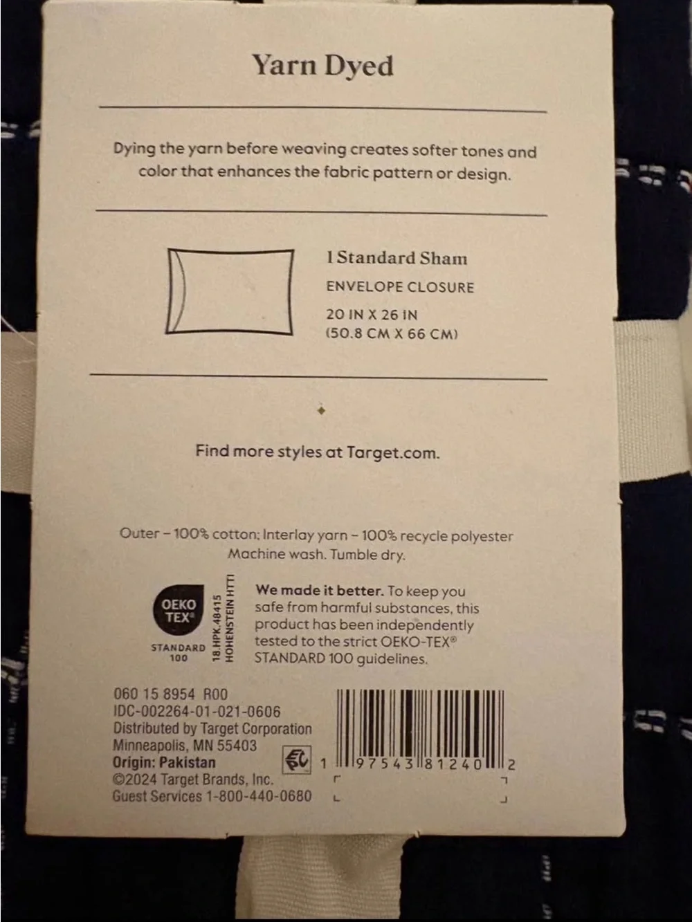 2 Target Crinkle Yarn Dyed pillow Sham - Navy
